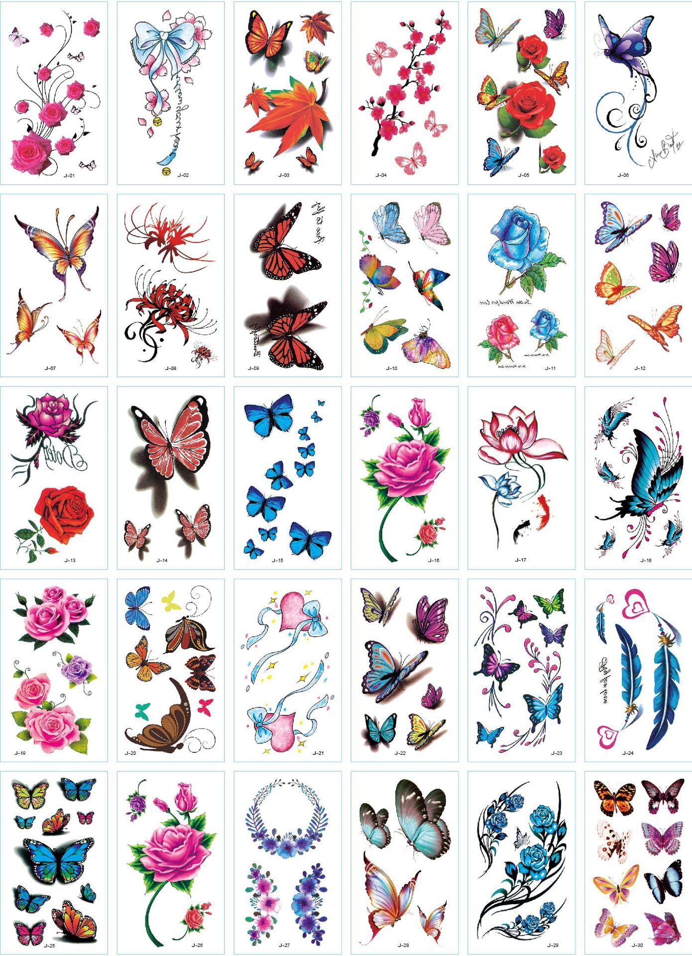 A set of 30 tattoo stickers