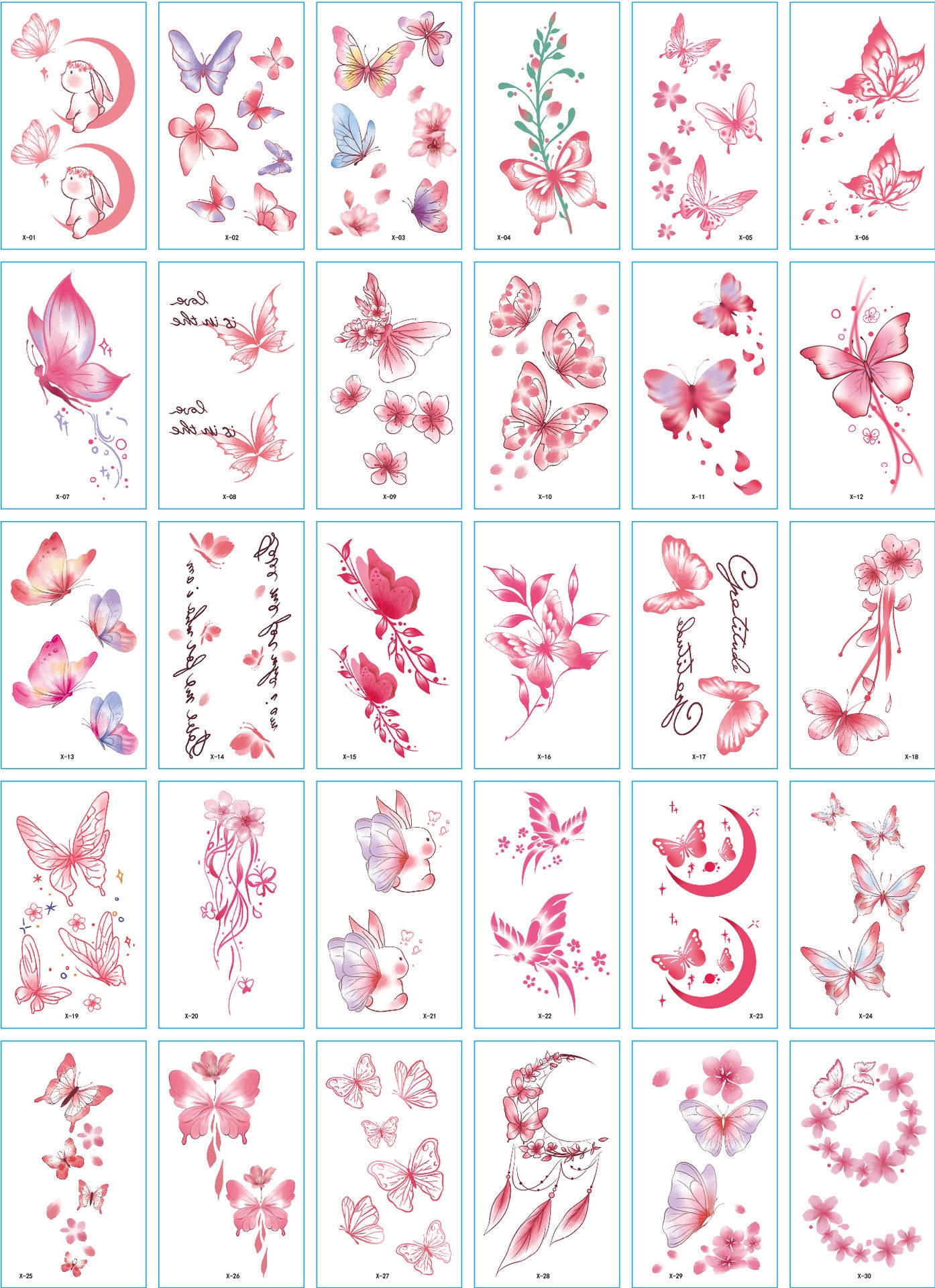 A set of 30 tattoo stickers
