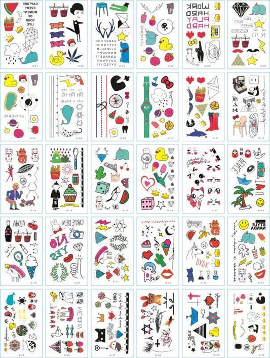 A set of 30 tattoo stickers