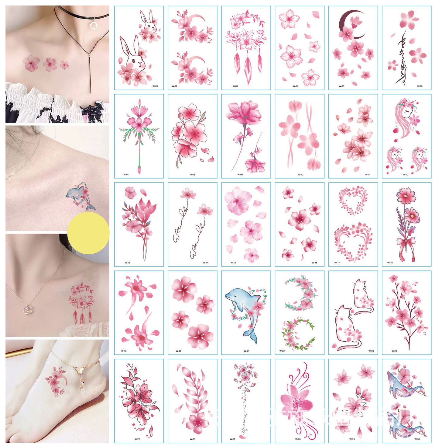 A set of 30 tattoo stickers
