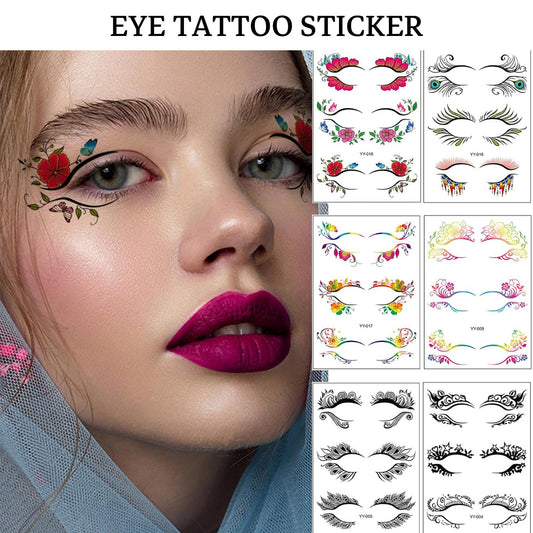 Flower Eyelashes Tattoo Sticker  Fairy Butterfly Wings Shiny Tattoo Sticker Waterproof Temporary Tattoos For Eyes Face Makeup For Girls Women Stage Performance