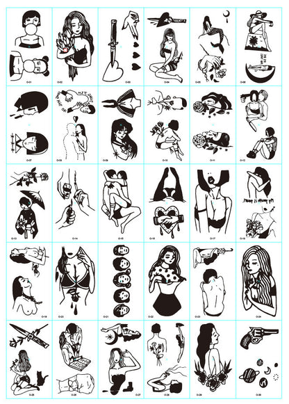 A set of 30 tattoo stickers