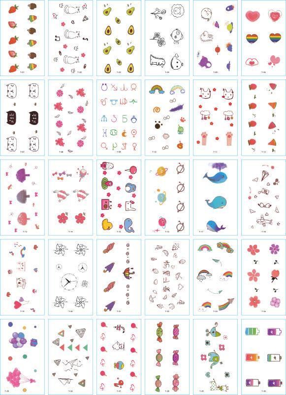 A set of 30 tattoo stickers