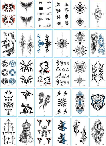 A set of 30 tattoo stickers